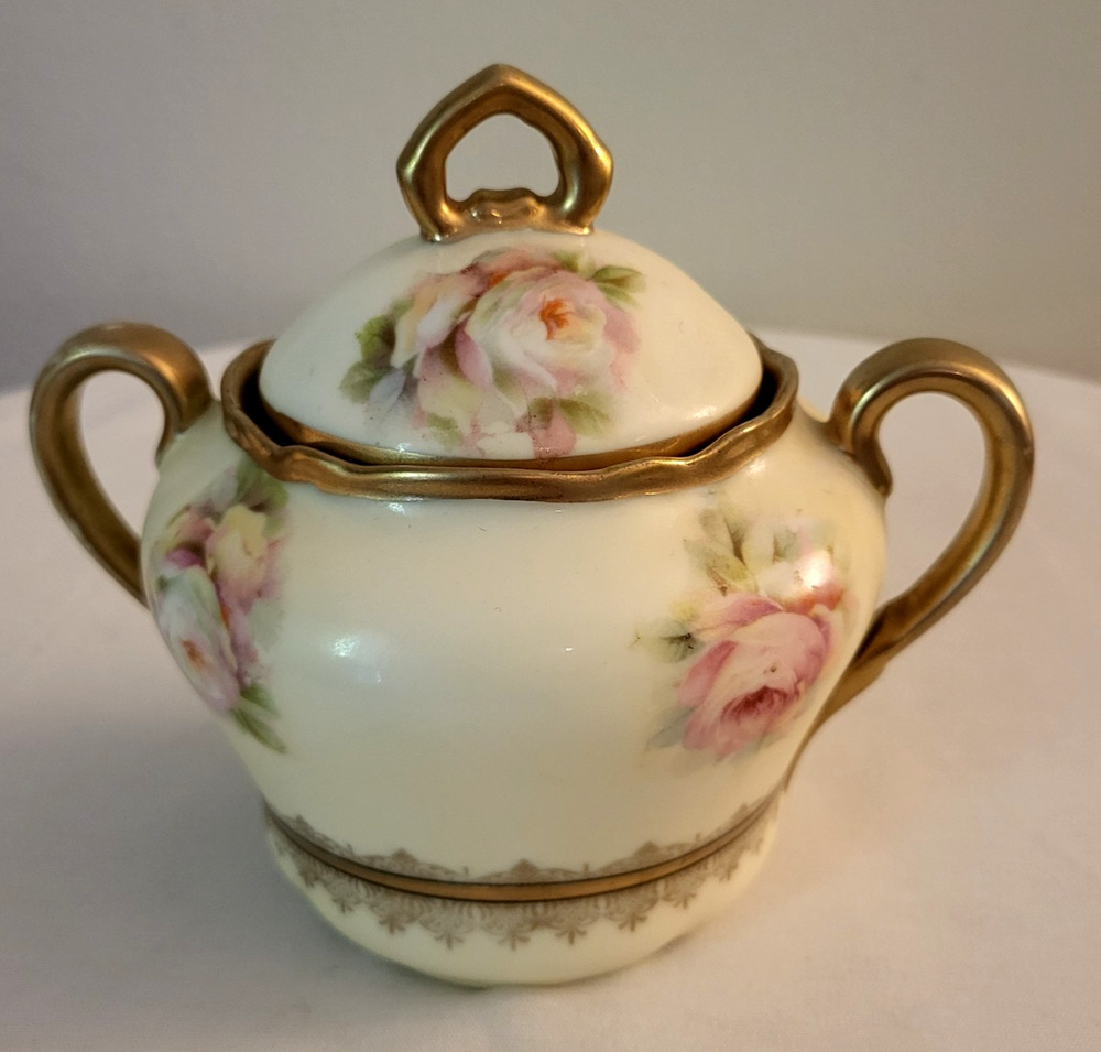 PM Bavaria Fine Floral China Sugar Bowl Vintage Cottagecore Prairie grannycore